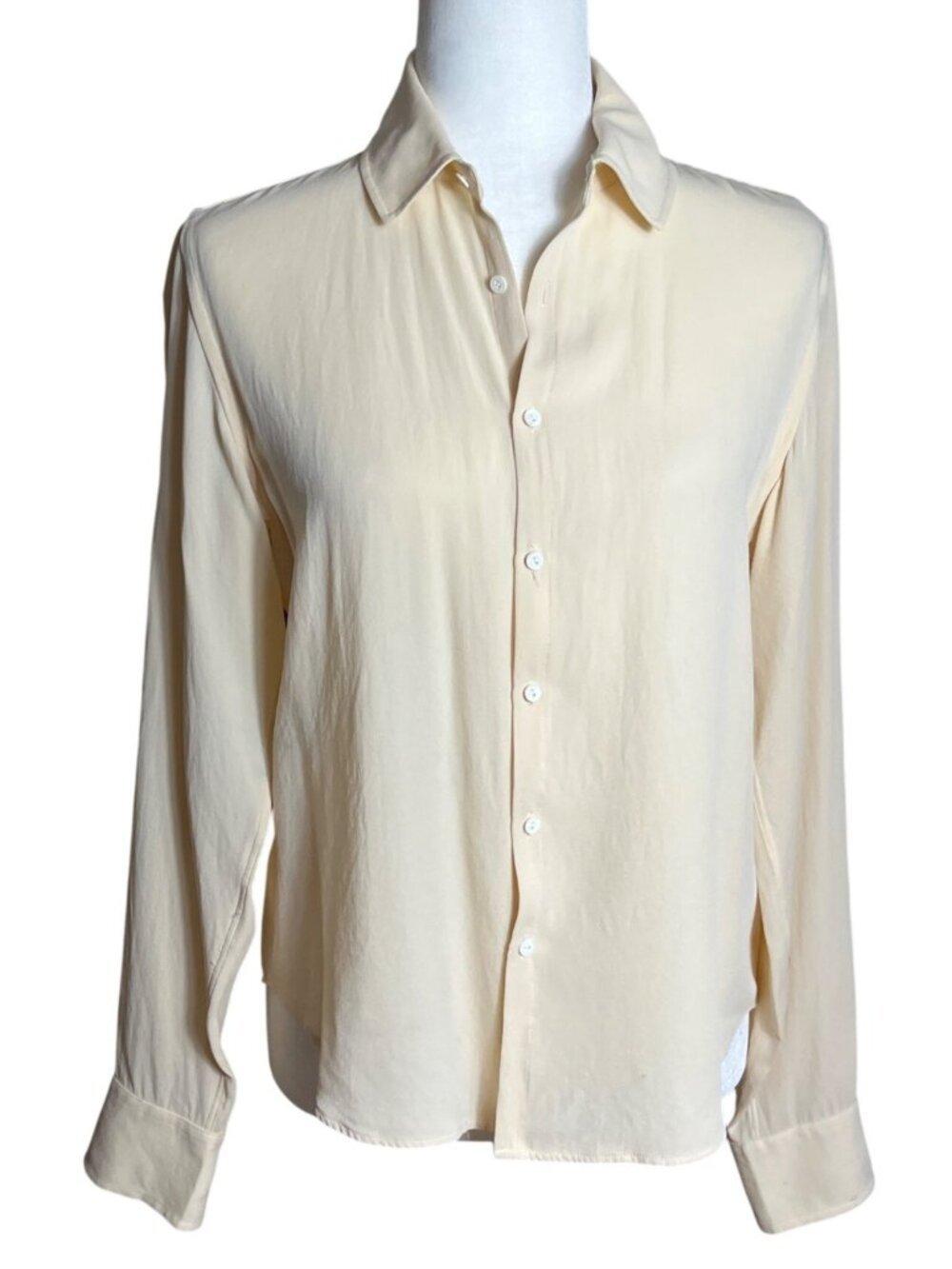 Vtg Ralph Lauren Crepe Silk Cream Blouse Preppy Luxury Heritage Layering Wom 6